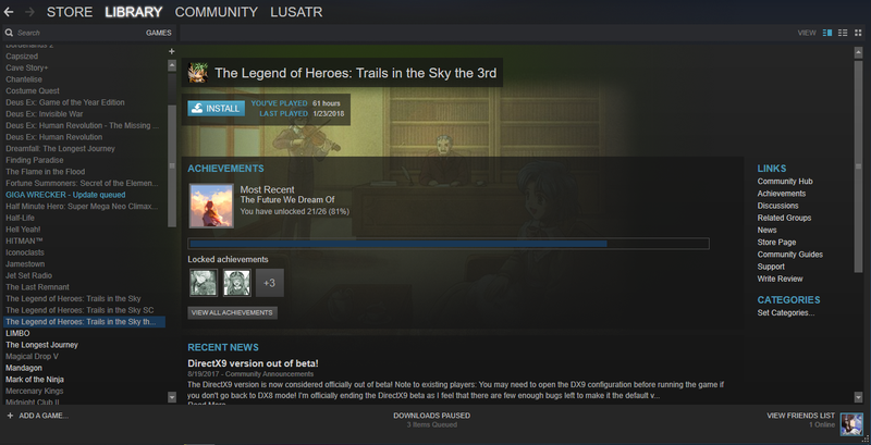 Trails the 3rd has 61 hours logged, and I loved about 58 hours of it (the 3 hours are the super slow start).